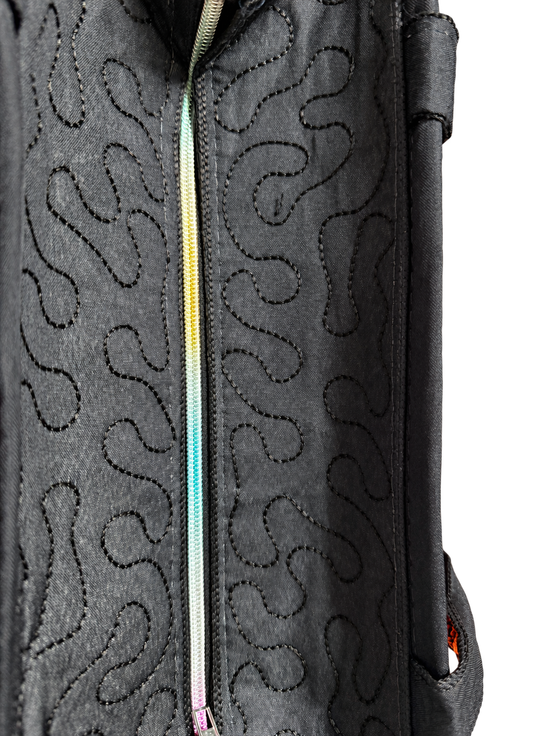 Black Embroidered Mirror Work Tote Bag — Multicolor Boho Shoulder Bag — Zipper detail